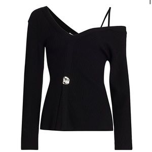 3.1 Phillip Lim Wool Ribbed Off Shoulder Sweater